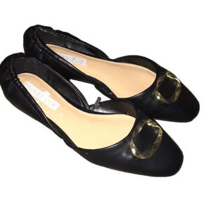 NWOT Rachel Zoe Women's Elleanor Faux Leather Black Ballet Flats